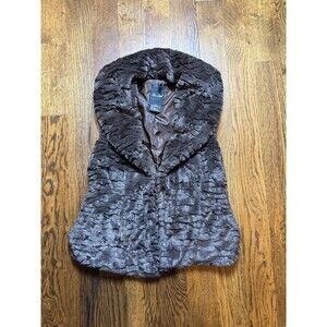 Me Jane Women's Sleeveless Brown Faux Fur Vest Boho/Glam, Size Small
